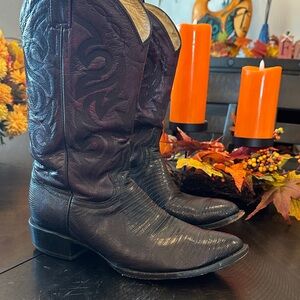 Men's Black and deep maroon   Leather Cowboy Boots